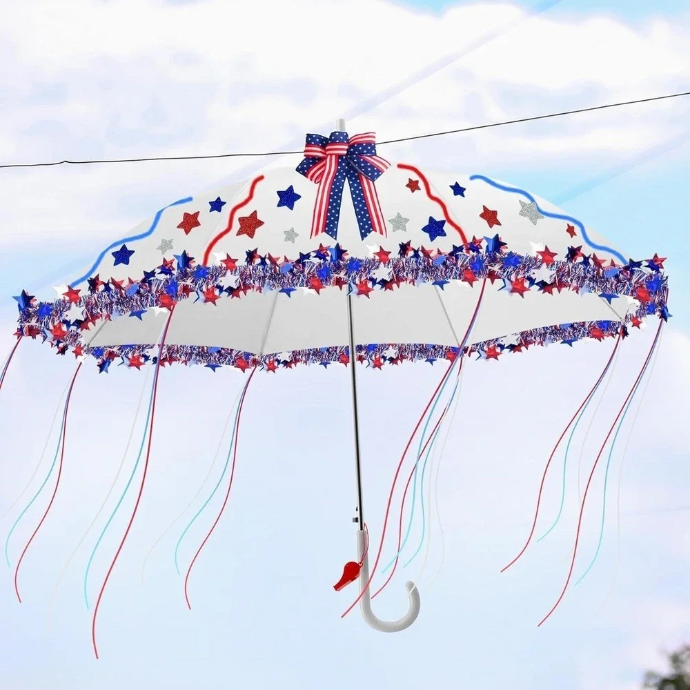 2‎ PCS Cinrobiye DIY 4th of July Umbrella Patriotic Decoration Parade Craft Set